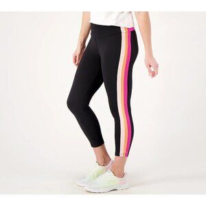 Belle Body by Kim Gravel Pet Striped Cropped Legging Legging Black,Pet M A587990